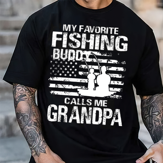 My Favorite Fishing Buddy Calls Me Grandpa T-Shirt, Funny Grandpa Fishing Shirt, Best Gift for Fisherman Grandpa