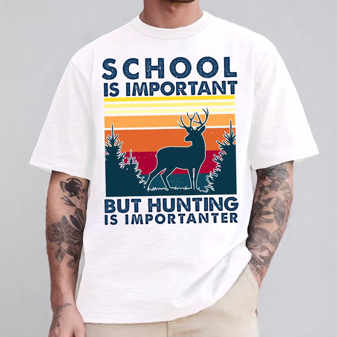 School Is Important But Hunting Is Importanter Shirt, Funny Deer Hunting T-Shirt Gift for Hunters