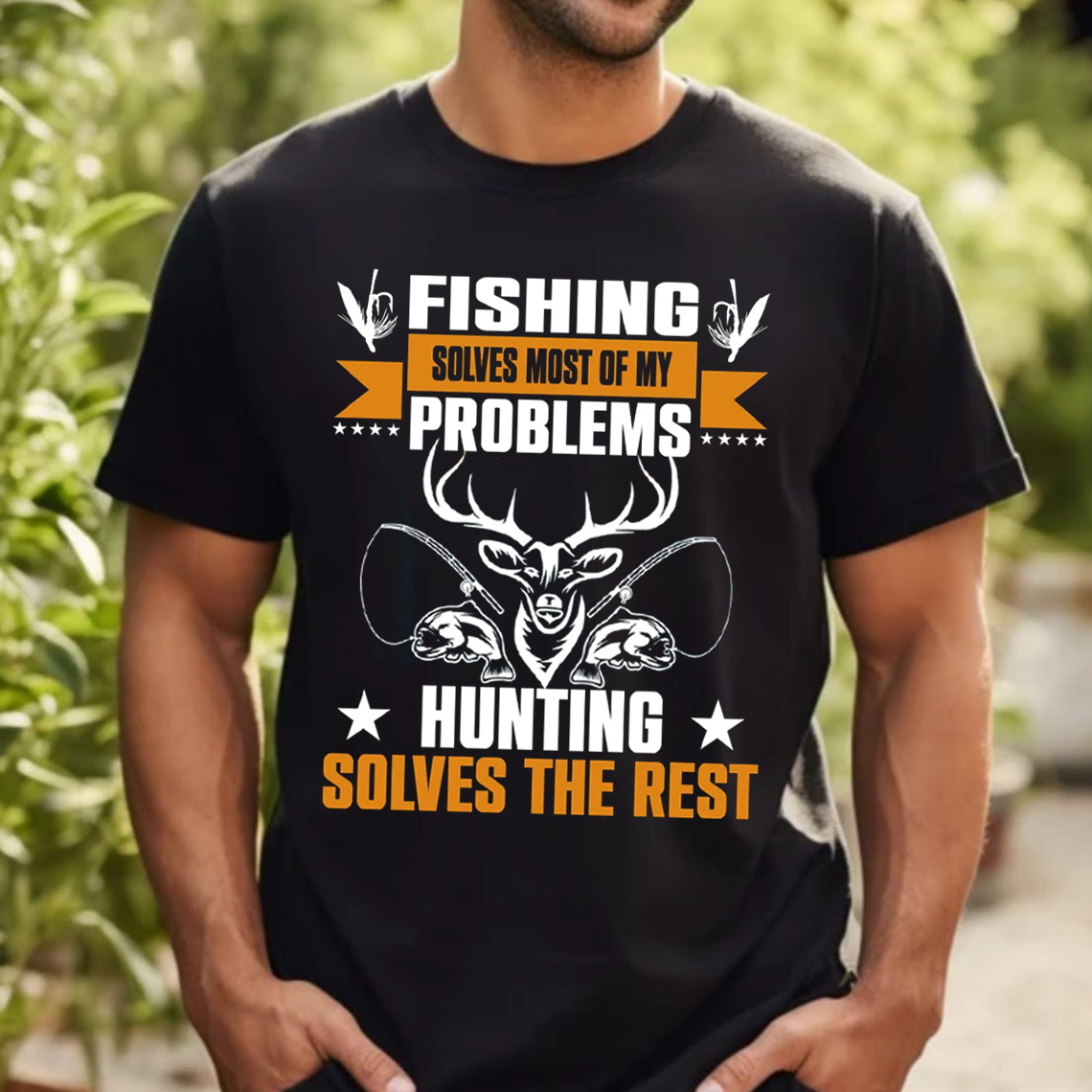 Fishing and Hunting T-Shirt, Funny Outdoor Sportsman Graphic Tee, Fisherman Hunter Gift Shirt