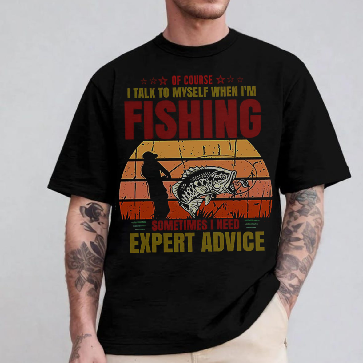 Of Course I Talk to Myself When I’m Fishing T-Shirt, Funny Fisherman Shirt, Retro Vintage Angler Tee