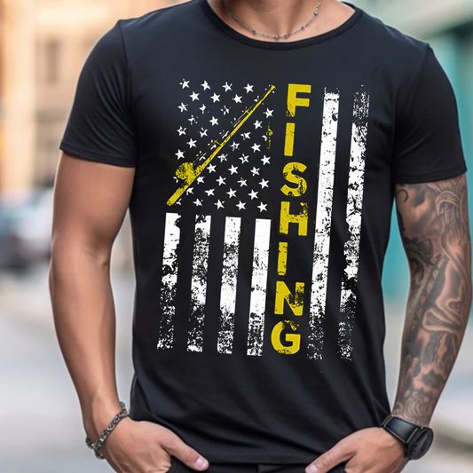 American Flag Fishing T-Shirt, Patriotic Fishing Tee, Gift For Fishing Lover