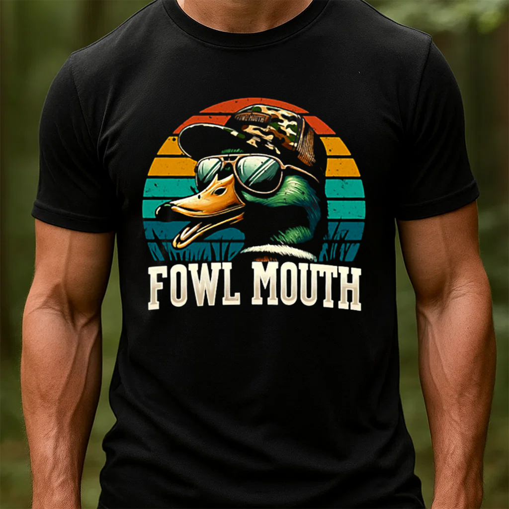 Fowl Mouth Duck Hunting T-Shirt, Funny Duck Hunter Graphic Tee, Waterfowl Hunting Shirt for Men