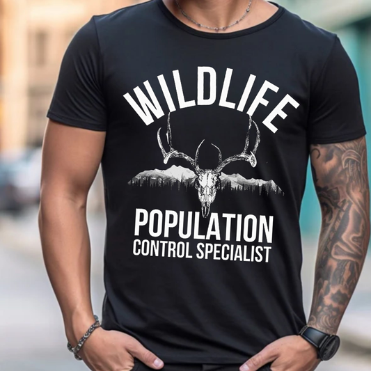 Wildlife Population Control Specialist T-Shirt, Funny Deer Hunting Shirt Gift for Hunters