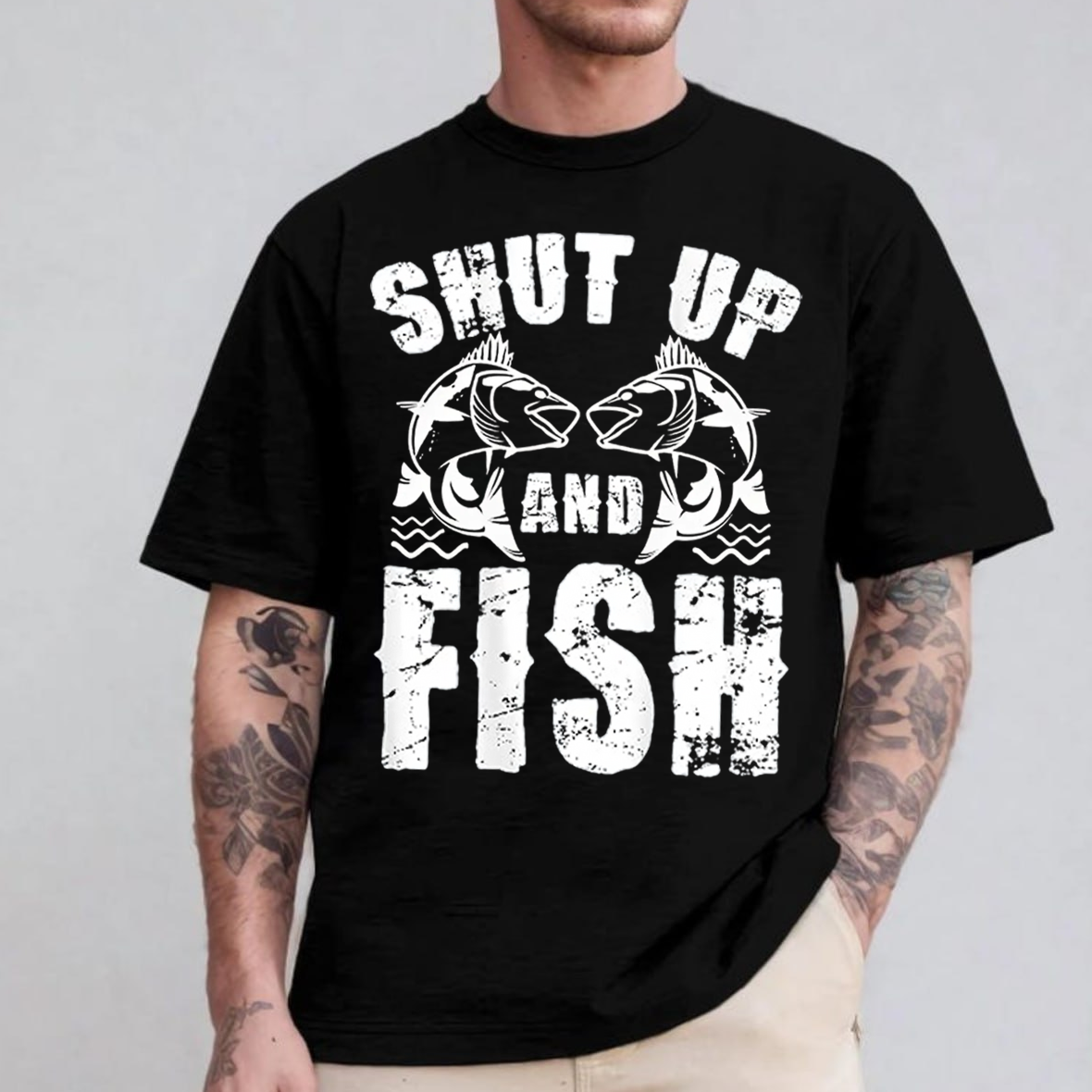 Shut Up and Fish T-Shirt, Funny Fishing Shirt, Fisherman Humor Tee