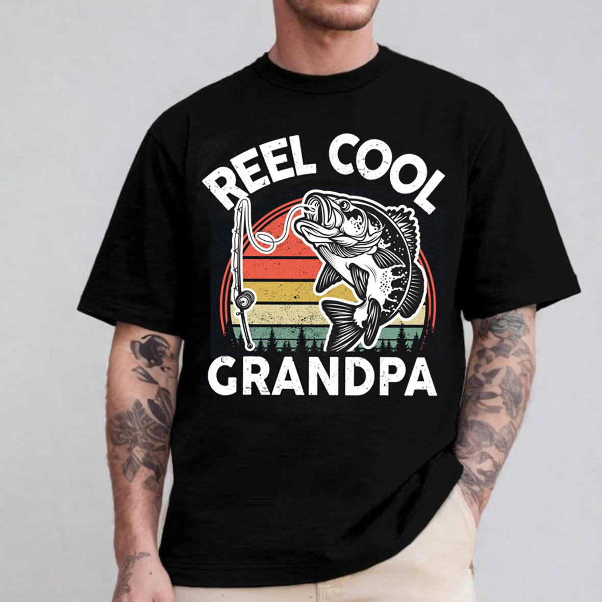 Reel Cool Grandpa T-Shirt, Funny Fishing Grandpa Shirt, Retro Vintage Fisherman Tee