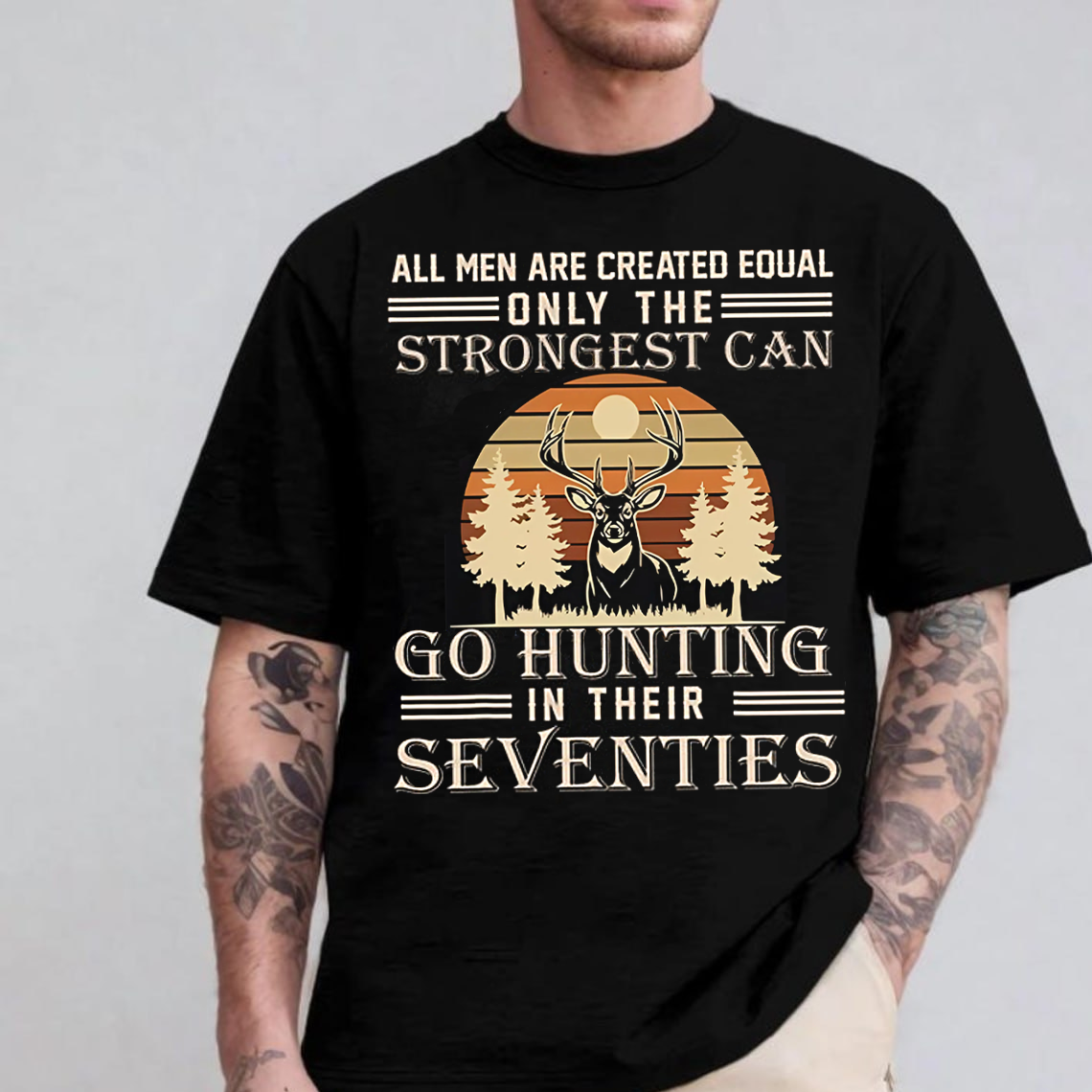 Strongest Hunters T-Shirt, Funny Deer Hunting Shirt for Men in Their Seventies, Vintage Outdoors Tee