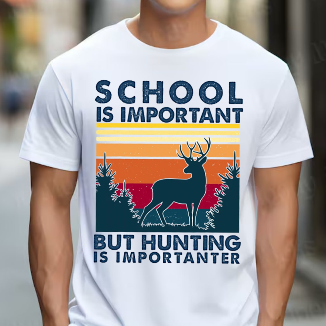 School Is Important But Hunting Is Importanter Shirt, Funny Deer Hunting T-Shirt Gift for Hunters