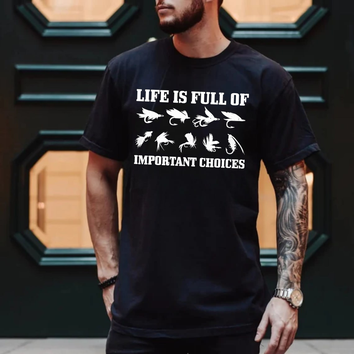 Life Is Full of Important Choices Fishing T-Shirt, Funny Fly Fishing Lure Tee for Anglers