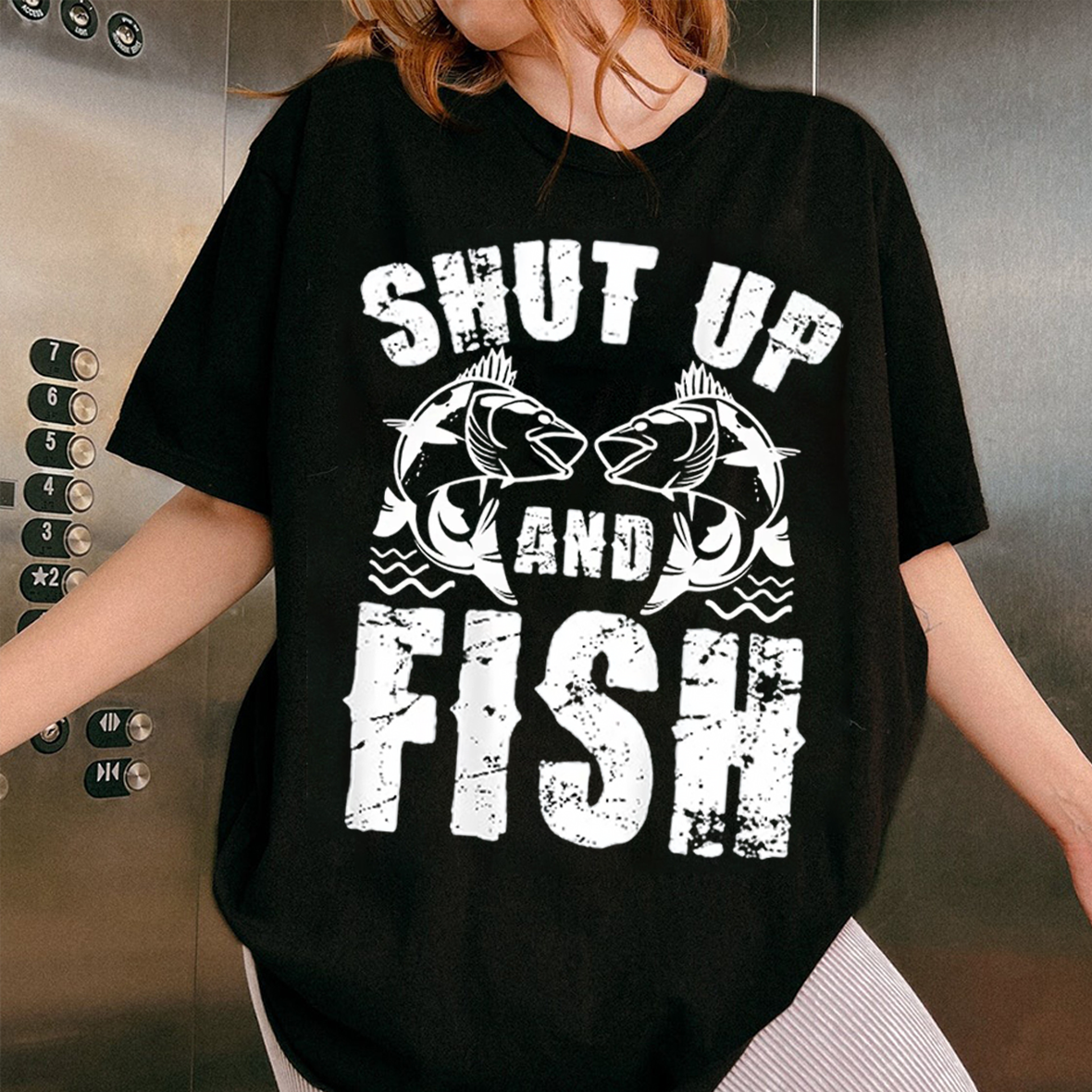 Shut Up and Fish T-Shirt, Funny Fishing Shirt, Fisherman Humor Tee