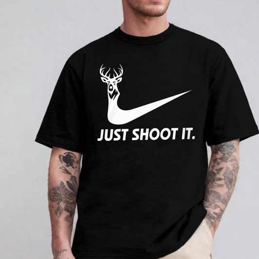 Just Shoot It Hunting T-Shirt, Funny Deer Hunter Graphic Tee, Buck Hunting Shirt Gift