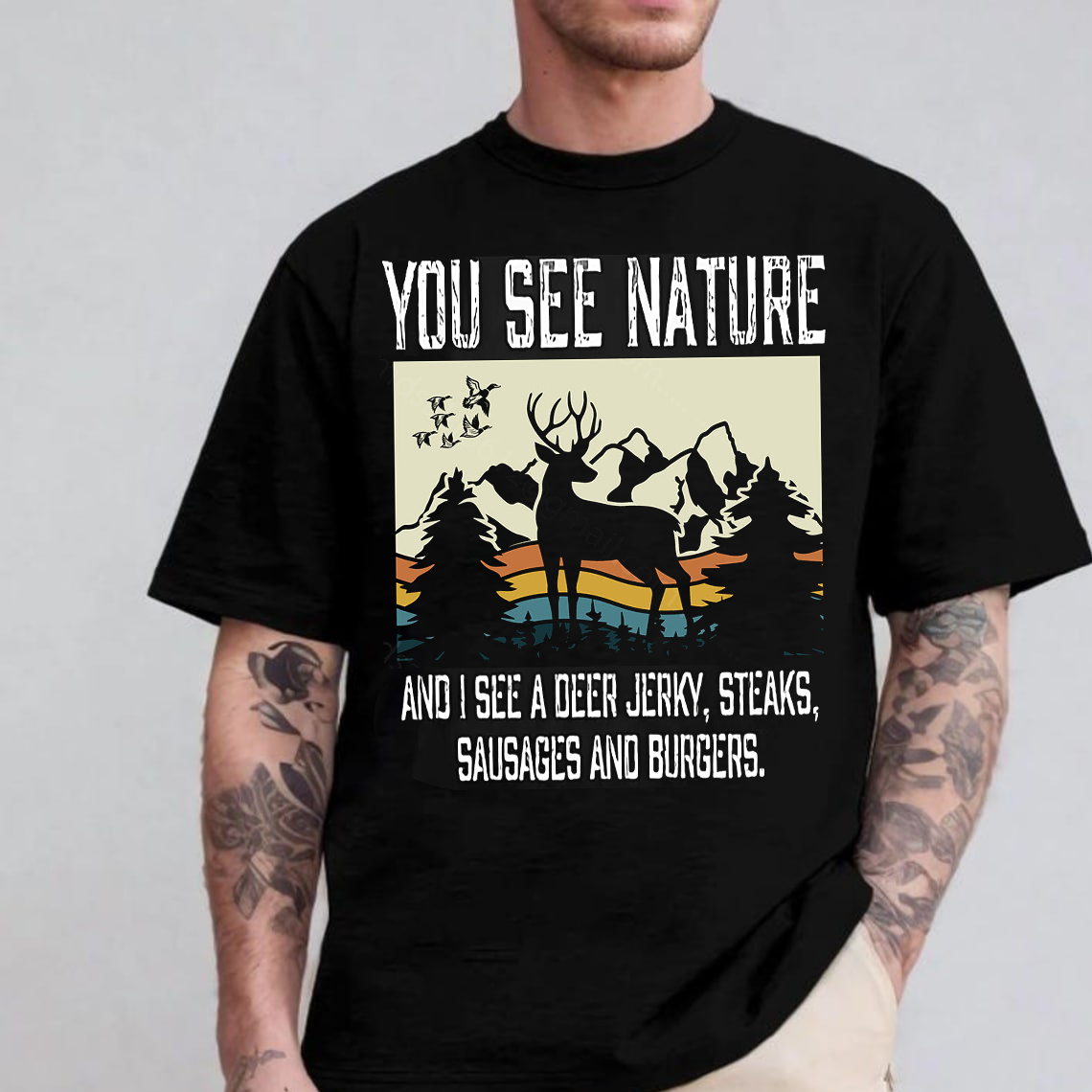 You See Nature I See Deer Jerky Hunting T-Shirt, Funny Deer Hunting Shirt for Hunters
