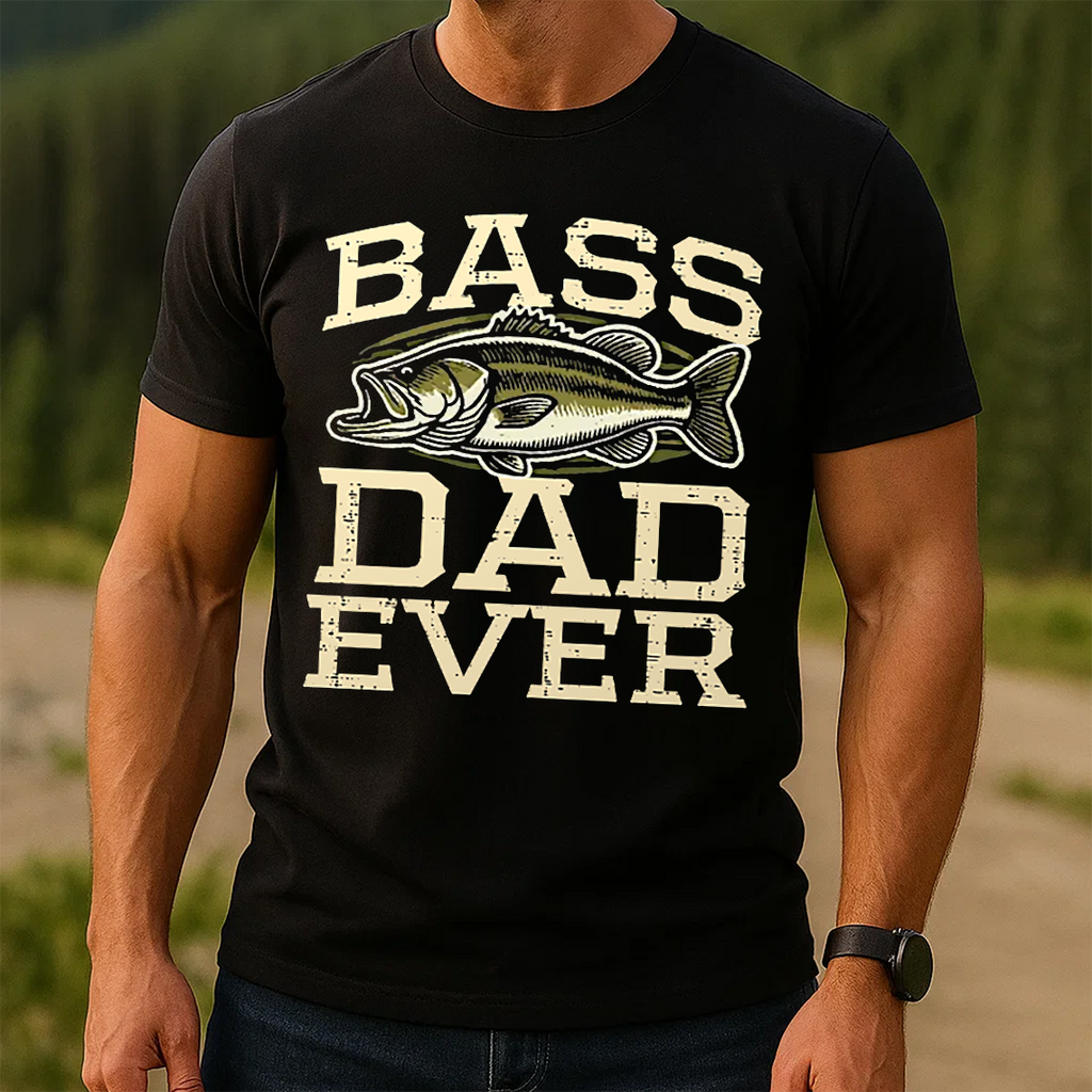 Bass Dad Ever T-Shirt, Funny Fishing Dad Shirt, Best Fisherman Gift Tee