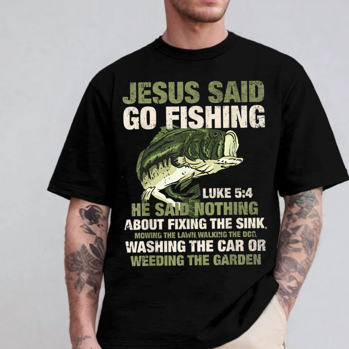 Jesus Said Go Fishing T-Shirt, Funny Christian Fishing Shirt Luke 5:4 Gift for Fishermen