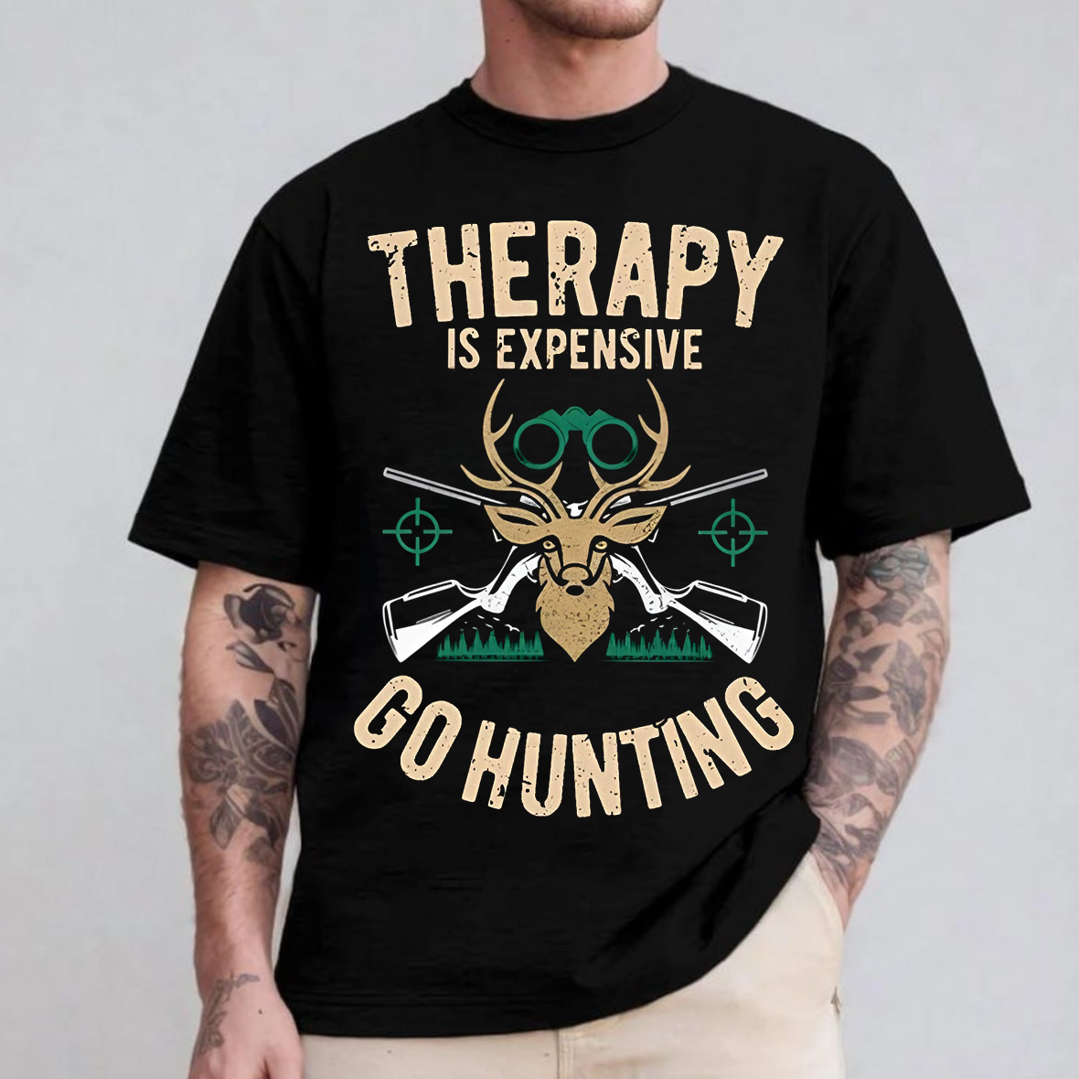 Therapy Is Expensive Go Hunting T-Shirt, Funny Deer Hunting Shirt for Hunters