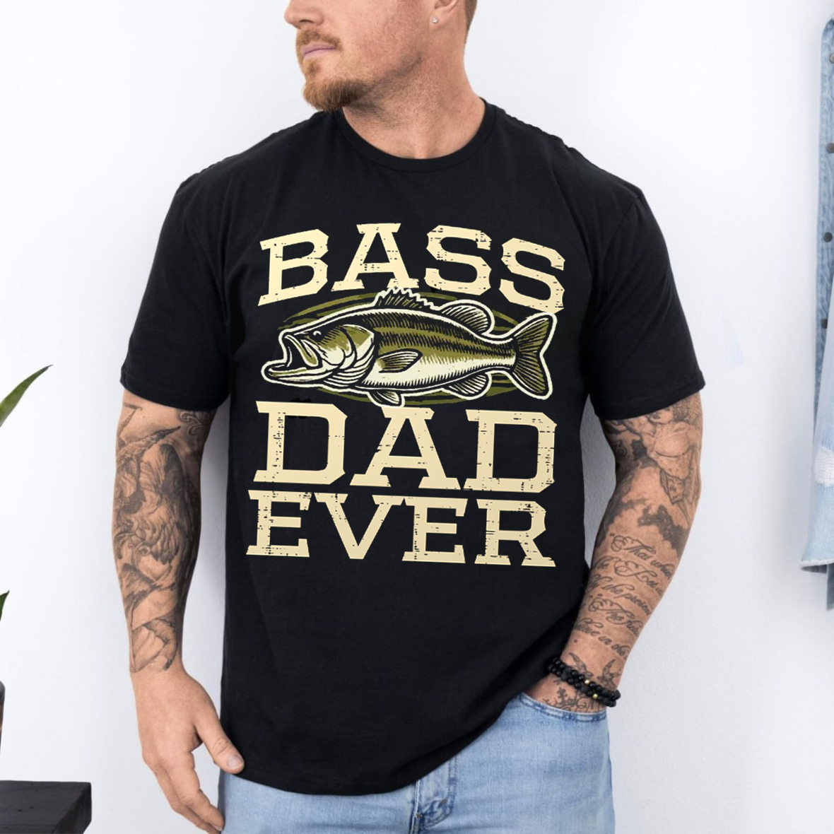 Bass Dad Ever T-Shirt, Funny Fishing Dad Shirt, Best Fisherman Gift Tee