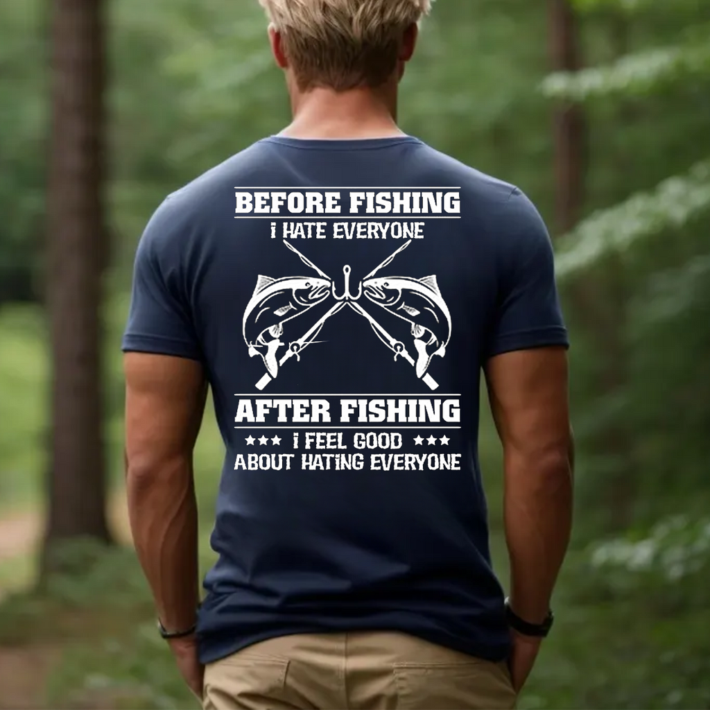 Before Fishing After Fishing T-Shirt, Funny Fishing Shirt for Men, Sarcastic Fisherman Gift Tee